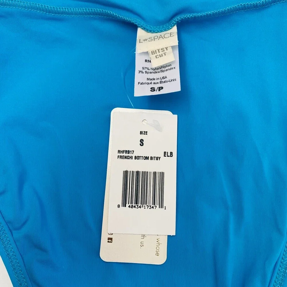 NWT L*SPACE Ribbed Frenchi Bikini Bottom Bitsy Electric Blue Size S